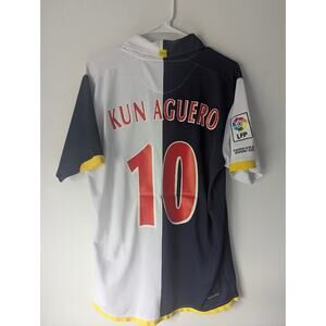 Atletico Aguero 2006/07 Away Jersey Large La Liga Patched Vintage